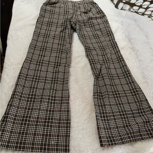 Free People Checkered Trousers in Black and Brown